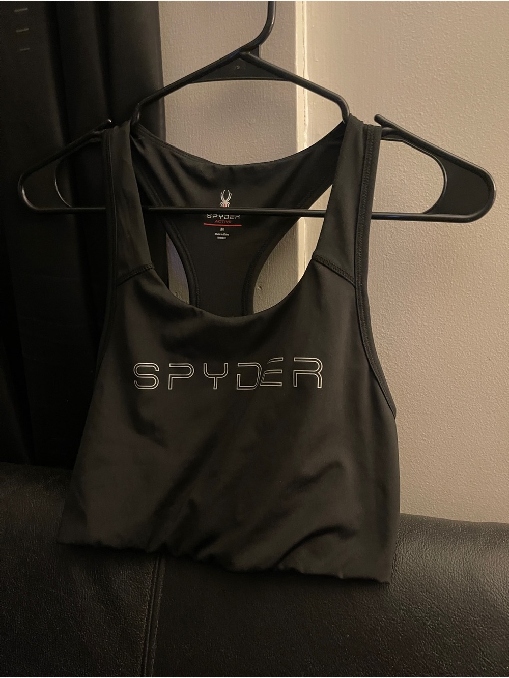 Spyder Women’s Black Racerback Sports Bra W/ Logo Size Medium NWOT